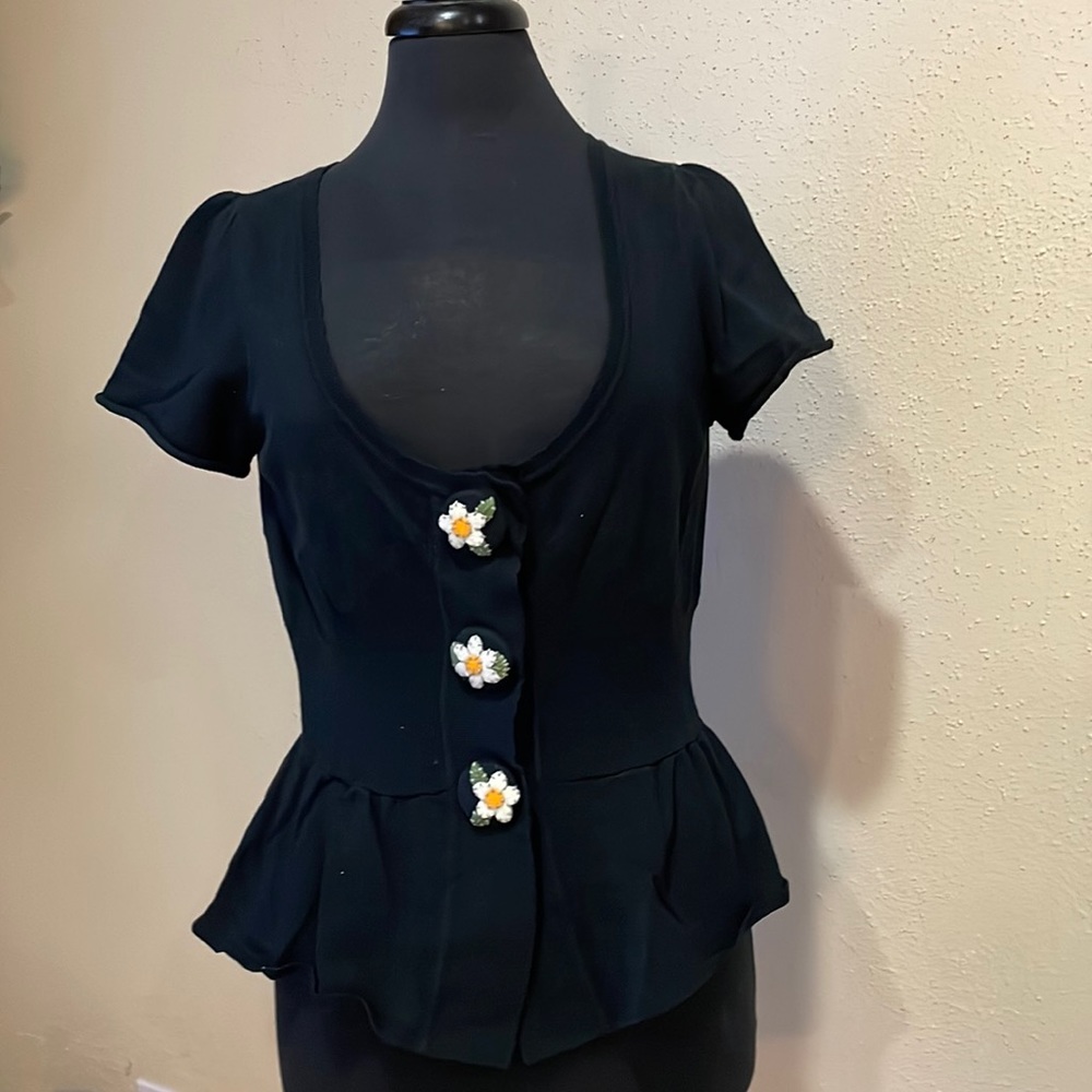 Anthropologie HWR Daisy Button Sweater - L